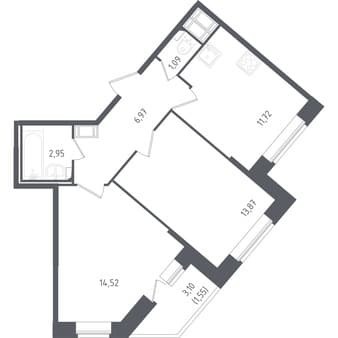 Продаю двухкомнатную квартиру, 52.67 м², этаж 3 из 11. Фото 1