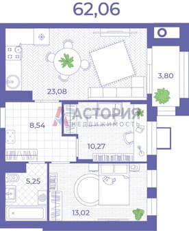Продать двухкомнатную квартиру, 62.06 м², этаж 2 из 8. Фото 15