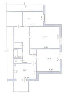 Продаем трехкомнатную квартиру, 97.6 м², этаж 2 из 3. Фото 1