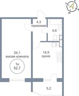 Продаем однокомнатную квартиру, 52.7 м², этаж 8 из 16. Фото 1