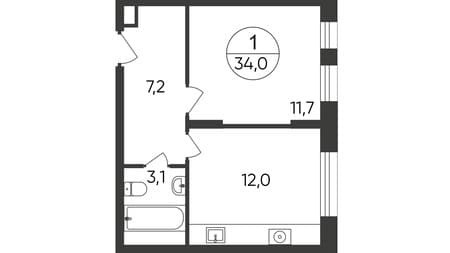 Продажа однокомнатной квартиры, 34 м², 5 км за МКАД, этаж 13 из 17. Фото 1