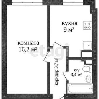 Продаем однокомнатную квартиру, 33.4 м², этаж 3 из 6. Фото 12