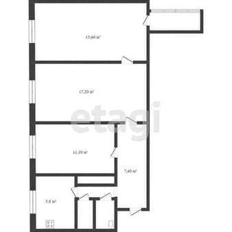 Объявление о продаже трехкомнатной квартиры, 60.7 м², этаж 1 из 9. Фото 13