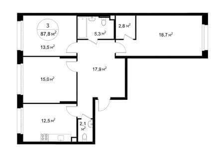 Продаем трехкомнатную квартиру, 87 м², 5 мин. до метро пешком, этаж 1 из 13. Фото 1