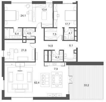 Продажа трехкомнатной квартиры, 229.6 м², 5 мин. до метро пешком, этаж 5 из 5. Фото 7