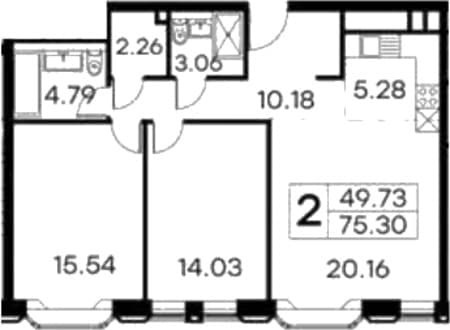 Продать двухкомнатную квартиру, 75.3 м², 10 мин. до метро пешком, этаж 6 из 21. Фото 1