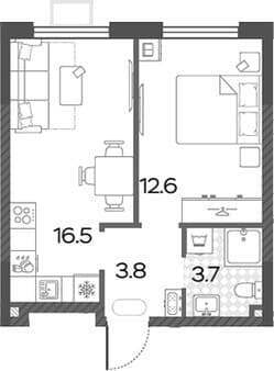 Продам однокомнатную квартиру, 36.6 м², 10 мин. до метро пешком, этаж 21 из 24. Фото 1