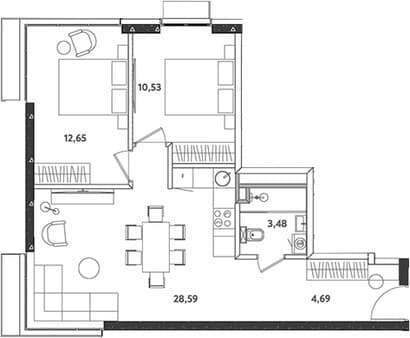 Продать двухкомнатную квартиру, 59.94 м², 10 мин. до метро пешком, этаж 18 из 24. Фото 1
