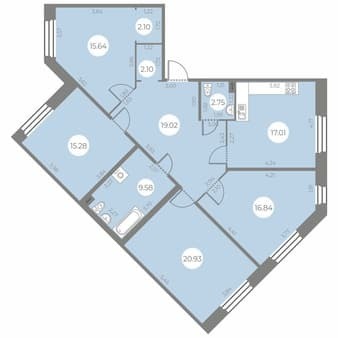 Продам четырехкомнатную квартиру, 121.25 м², 60 мин. до метро пешком, этаж 2 из 20. Фото 1