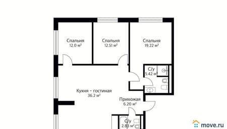 Продам четырехкомнатную квартиру, 94.5 м², этаж 5 из 22. Фото 6