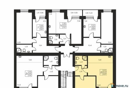 Продажа двухкомнатной квартиры, 44.4 м², этаж 2 из 3. Фото 1