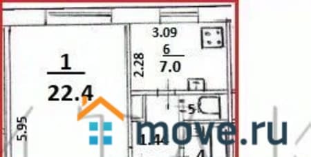 Объявление о продаже однокомнатной квартиры, 39.7 м², этаж 1 из 9. Фото 1