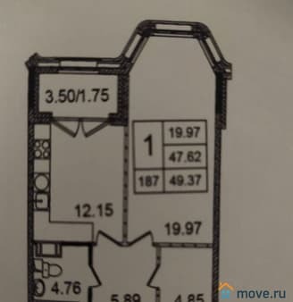 Объявление о продаже однокомнатной квартиры, 49.4 м², этаж 4 из 9. Фото 3