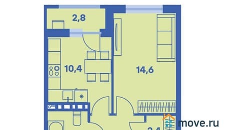 Продаем однокомнатную квартиру, 38.3 м², этаж 6 из 9. Фото 1