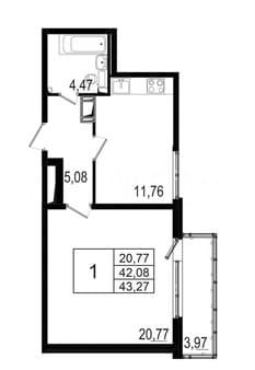 Продам однокомнатную квартиру, 41.7 м², этаж 4 из 18. Фото 1