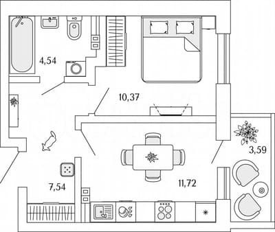 Продажа однокомнатной квартиры, 36 м², этаж 3 из 4. Фото 1