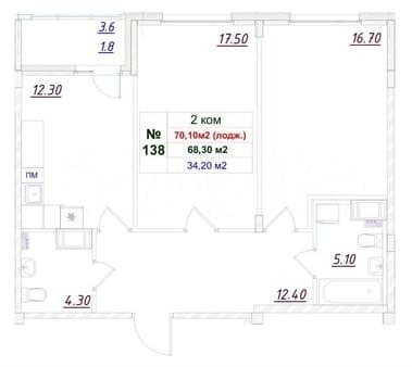 Продам двухкомнатную квартиру, 67.8 м², этаж 2 из 12. Фото 1