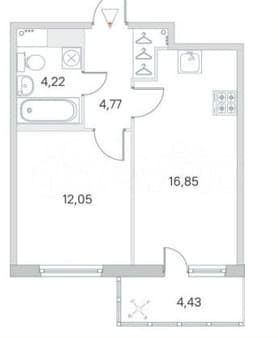 Продать однокомнатную квартиру, 42.3 м², этаж 5 из 8. Фото 5