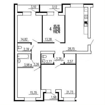 Продаем четырехкомнатную квартиру, 118.8 м², этаж 1 из 3. Фото 2