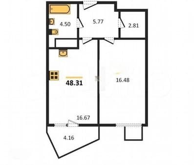 Продам однокомнатную квартиру, 48 м², этаж 8 из 18. Фото 2