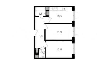 Продать двухкомнатную квартиру, 48.3 м², этаж 21 из 27. Фото 1