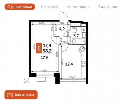 Купить однокомнатную квартиру, 38.2 м², этаж 8 из 12. Фото 1