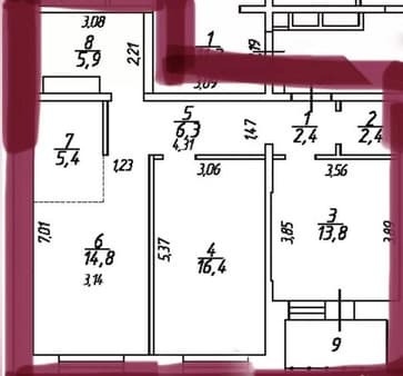 Продаем трехкомнатную квартиру, 71.3 м², этаж 9 из 18. Фото 3