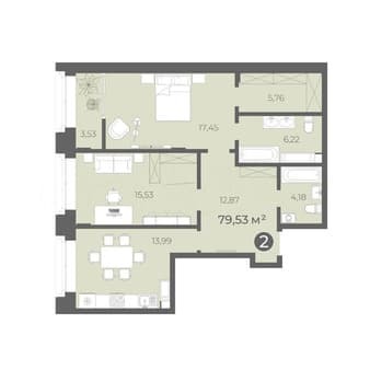 Продажа двухкомнатной квартиры, 79.5 м², этаж 3 из 5. Фото 1