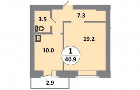 Продажа однокомнатной квартиры, 40.9 м², этаж 4 из 14. Фото 3