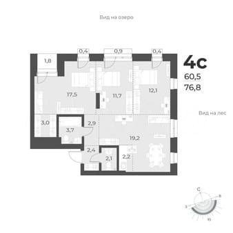 Продам четырехкомнатную квартиру, 76.8 м², этаж 3 из 4. Фото 1