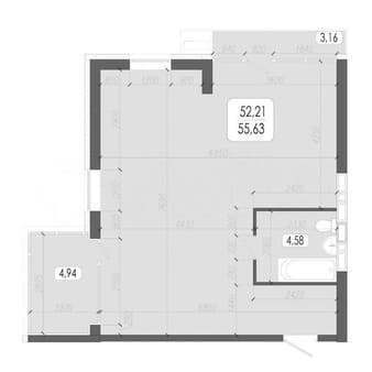 Продажа однокомнатной квартиры, 55.6 м², этаж 20 из 23. Фото 1