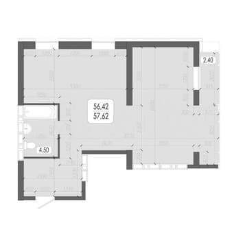 Купить однокомнатную квартиру, 57.6 м², этаж 18 из 23. Фото 1