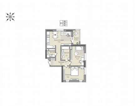Продаем двухкомнатную квартиру, 62.1 м², этаж 8 из 24. Фото 1