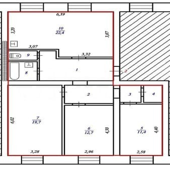 Купить трехкомнатную квартиру, 88.9 м², этаж 1 из 5. Фото 1