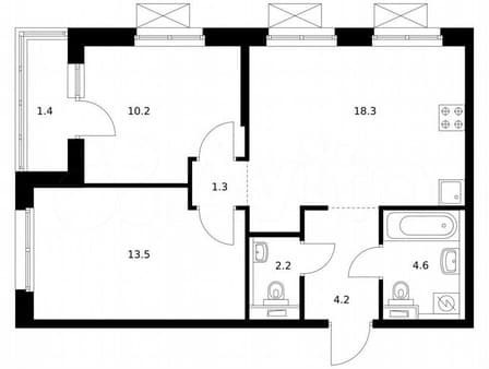 Продам двухкомнатную квартиру, 55.7 м², этаж 11 из 17. Фото 1