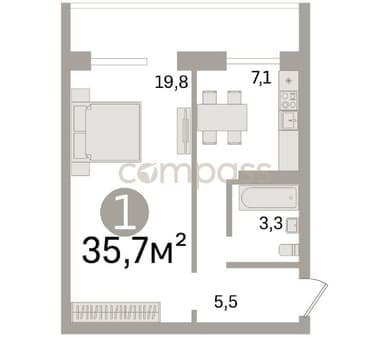 Продается однокомнатная квартира, 35.7 м², этаж 1 из 9. Фото 17