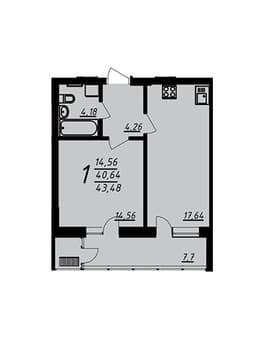 Продажа однокомнатной квартиры, 43.14 м², этаж 20 из 25. Фото 1