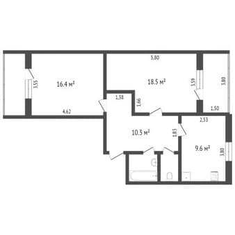 Продам двухкомнатную квартиру, 59.6 м², этаж 2 из 9. Фото 5