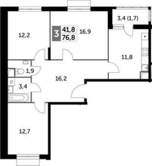 Продам трехкомнатную квартиру, 76.8 м², 10 мин. до метро на транспорте, этаж 1 из 9. Фото 1