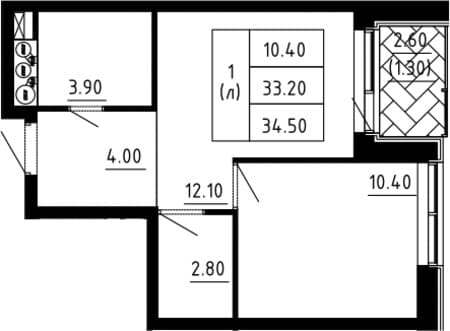 Продам однокомнатную квартиру, 34.5 м², 15 мин. до метро на транспорте, этаж 9 из 13. Фото 1