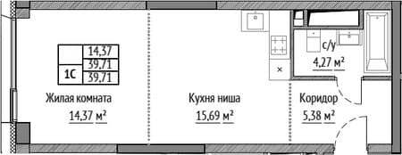 Продается однокомнатная студия, 39.71 м², 20 мин. до метро пешком, этаж 18 из 31. Фото 2