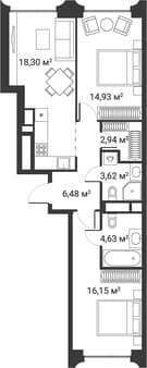 Продать двухкомнатную квартиру, 67.05 м², 5 мин. до метро пешком, этаж 10 из 25. Фото 1