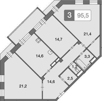 Продать трехкомнатную квартиру, 95.4 м², 20 мин. до метро на транспорте, этаж 3 из 9. Фото 1