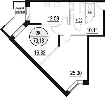 Продаю двухкомнатную квартиру, 73.18 м², 30 мин. до метро на транспорте, этаж 8 из 17. Фото 1