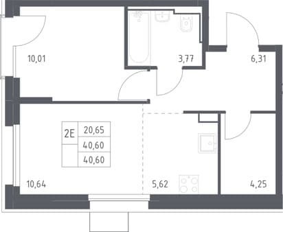 Продаем однокомнатную квартиру, 40.6 м², 15 мин. до метро на транспорте, этаж 11 из 17. Фото 2