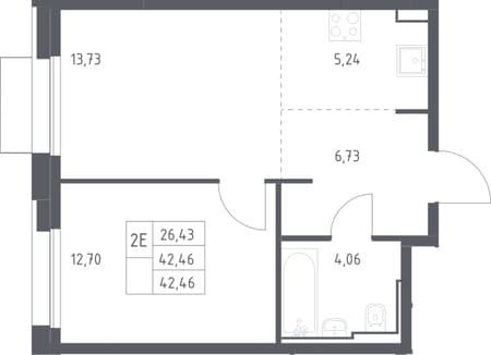 Продаю однокомнатную квартиру, 42.46 м², 15 мин. до метро на транспорте, этаж 16 из 21. Фото 7