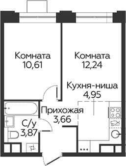 Продажа однокомнатной квартиры, 35.33 м², 20 мин. до метро на транспорте, этаж 15 из 17. Фото 1