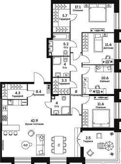 Продажа четырехкомнатной квартиры, 139.2 м², 20 мин. до метро пешком, этаж 25 из 27. Фото 1