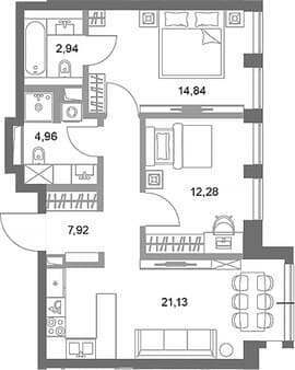 Продается двухкомнатная квартира, 64.07 м², 10 мин. до метро пешком, этаж 26 из 75. Фото 7