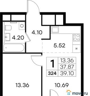 Продаем однокомнатную квартиру, 39.1 м², этаж 12 из 32. Фото 1